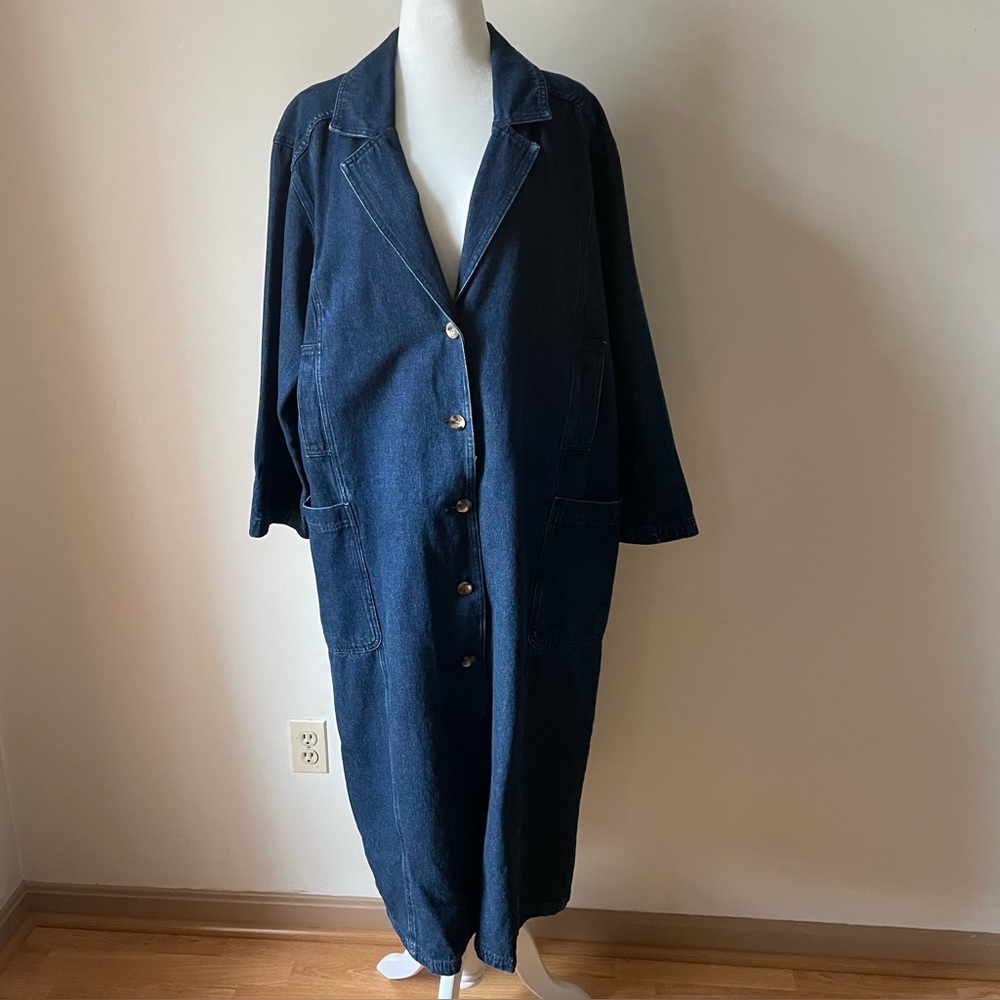 Newport News Size 1X Vintage French
Denim Poet Duster Coat, Western, Boho, Y2K